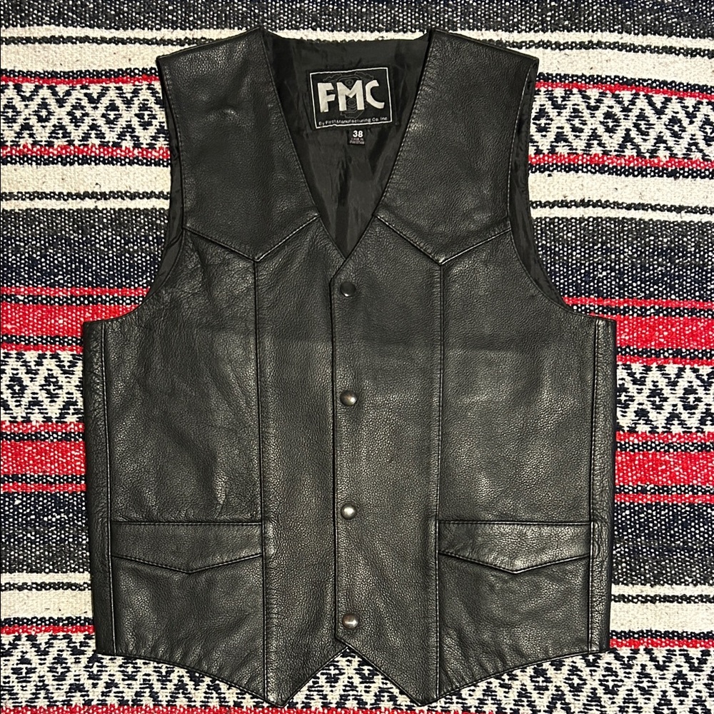 FMC Men's Black Leather Vest